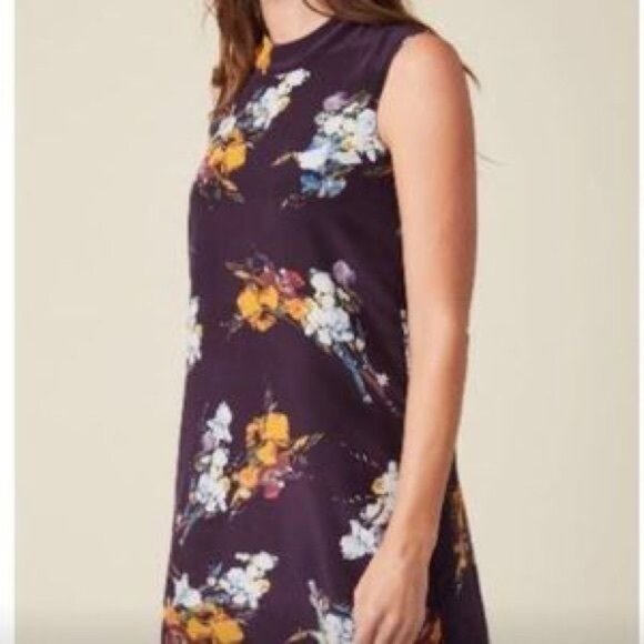 Amour Vert Tasmin 100% Silk Dress in burgundy Soirée floral size XSmall NEW - Picture 10 of 10